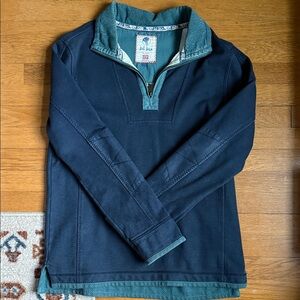 Fat Face Navy Canvas Panel Quarter ZipTeal- The Airlie
